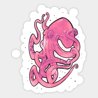 octopus pink and purple Sticker